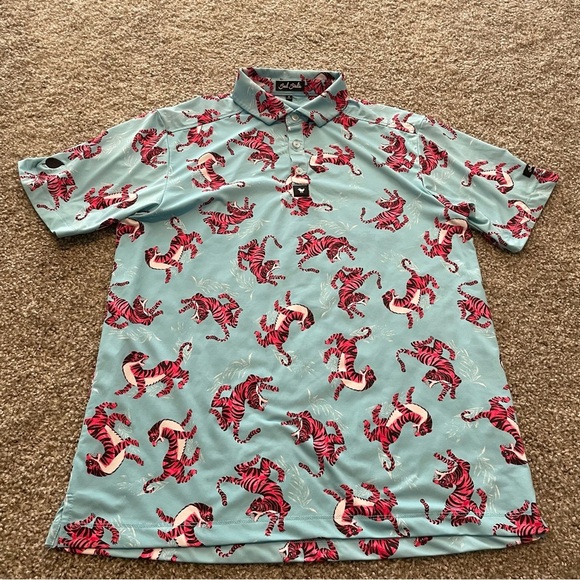 Bad Birdie Tiger Watch polo shirt medium performance golf pickleball travel - Picture 2 of 6